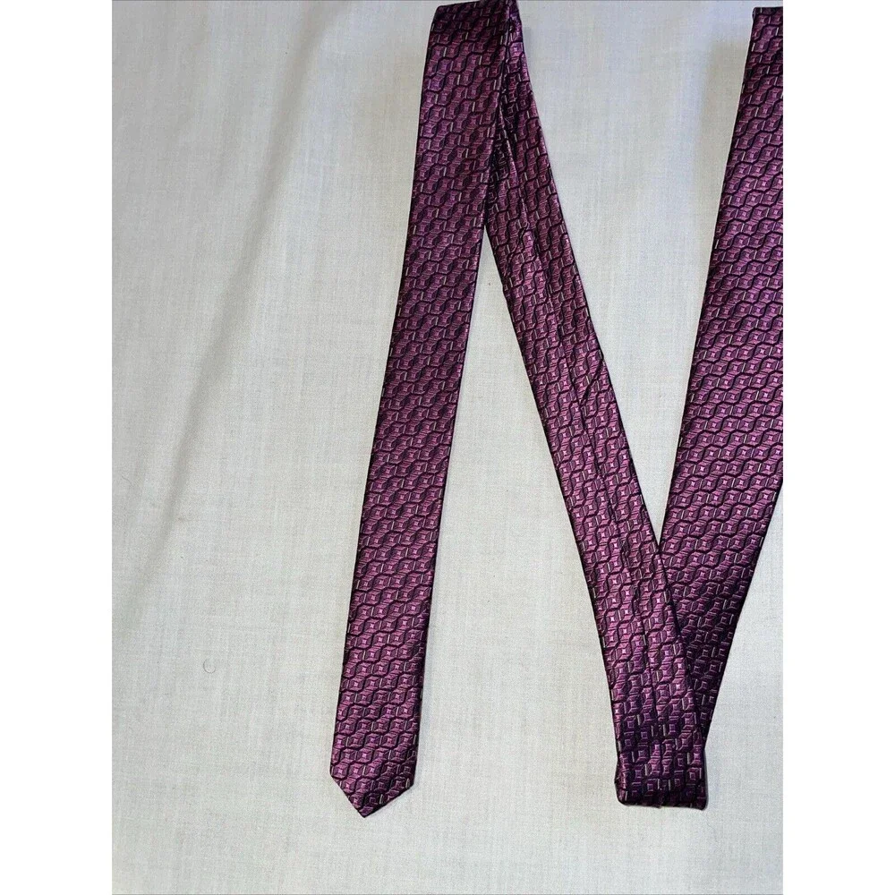 Haspel Men’s Dress Tie Size 56” Purple Geometric Business Formal Wedding City